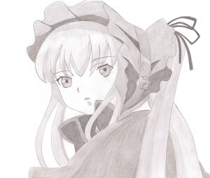 Rating: Safe Score: 0 Tags: 1girl blush flower greyscale hat image long_hair looking_at_viewer monochrome ribbon rose shinku solo striped striped_background upper_body vertical_stripes User: admin
