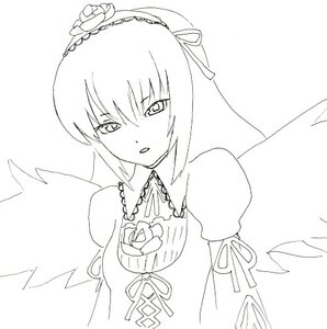 Rating: Safe Score: 0 Tags: 1girl dress eyebrows_visible_through_hair frills greyscale hairband image lolita_hairband long_sleeves looking_at_viewer monochrome puffy_sleeves ribbon simple_background solo suigintou upper_body white_background wings User: admin