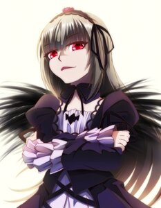 Rating: Safe Score: 3 Tags: 1girl auto_tagged black_wings crossed_arms detached_collar dress frilled_sleeves frills hairband image long_hair long_sleeves looking_at_viewer pink_eyes puffy_sleeves red_eyes ribbon silver_hair simple_background solo suigintou wings User: admin