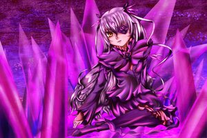 Rating: Safe Score: 0 Tags: 1girl barasuishou dress eyepatch frills full_body image long_hair long_sleeves purple_theme sitting solo very_long_hair wings yellow_eyes User: admin