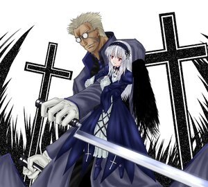 Rating: Safe Score: 0 Tags: 1boy 1girl alexander_anderson auto_tagged black_wings crossover dress frills gloves hairband hellsing holding holding_sword holding_weapon image knife long_sleeves looking_at_viewer red_eyes rozen_maiden solo suigintou sword tousen weapon white_hair wings User: admin