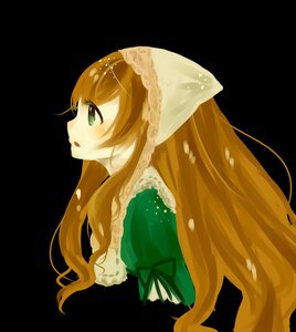 Rating: Safe Score: 0 Tags: 1girl black_background brown_hair dress frills green_dress green_eyes image long_hair petals profile simple_background solo suiseiseki very_long_hair User: admin