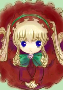 Rating: Safe Score: 0 Tags: 1girl blonde_hair blue_eyes bow bowtie dress full_body green_bow image long_hair long_sleeves looking_at_viewer red_dress rose shinku simple_background solo twintails User: admin