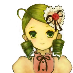 Rating: Safe Score: 0 Tags: 1girl ahoge drill_hair flower green_eyes green_hair hair_ornament image kanaria looking_at_viewer red_rose rose simple_background smile solo twin_drills upper_body white_background User: admin