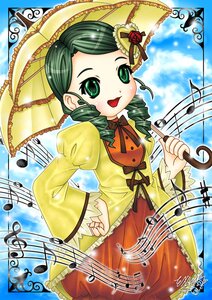 Rating: Safe Score: 0 Tags: 1girl beamed_eighth_notes beamed_sixteenth_notes card_(medium) dress drill_hair eighth_note frills green_eyes green_hair image instrument kanaria long_sleeves music musical_note open_mouth parasol quarter_note sixteenth_note sky smile solo spoken_musical_note staff_(music) treble_clef twin_drills umbrella User: admin