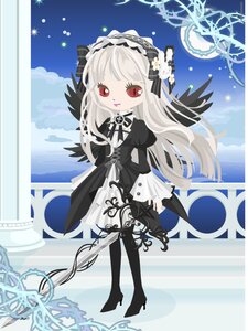 Rating: Safe Score: 0 Tags: 1girl boots dress flower hairband high_heels image lolita_fashion long_hair looking_at_viewer red_eyes ribbon smile solo suigintou thigh_boots thighhighs User: admin