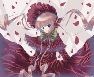 Rating: Safe Score: 0 Tags: 1girl blonde_hair blue_eyes bow bowtie dress flower image long_hair long_sleeves looking_at_viewer petals red_dress rose rose_petals shinku solo twintails User: admin