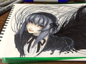 Rating: Safe Score: 0 Tags: 1girl black_ribbon black_wings dress frilled_sleeves frills hairband image long_hair long_sleeves looking_at_viewer photo red_eyes rose silver_hair solo suigintou traditional_media wings User: admin