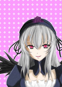 Rating: Safe Score: 0 Tags: 1girl detached_collar flower hairband halftone halftone_background image long_hair looking_at_viewer pink_background pink_eyes polka_dot polka_dot_background purple_background rose silver_hair smile solo suigintou wings User: admin