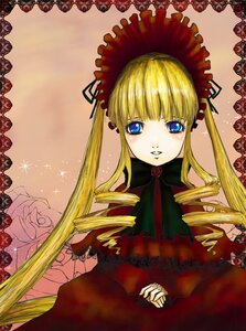 Rating: Safe Score: 0 Tags: 1girl blonde_hair blue_eyes bonnet bow bowtie dress drill_hair flower frills image long_hair long_sleeves looking_at_viewer rose shinku solo twin_drills twintails User: admin