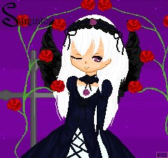 Rating: Safe Score: 0 Tags: 1girl black_dress dress flower image long_hair one_eye_closed purple_eyes purple_flower purple_rose red_flower red_rose rose smile solo suigintou white_hair User: admin