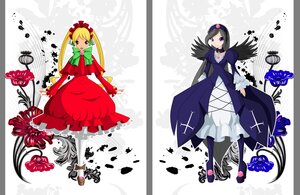 Rating: Safe Score: 0 Tags: 2girls black_hair blonde_hair bow bug butterfly dress flower image insect long_hair multiple_girls pair pantyhose purple_eyes rose shinku suigintou twintails User: admin