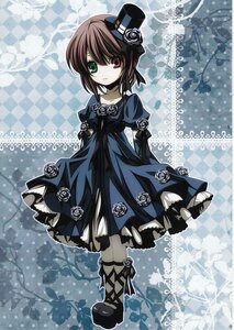 Rating: Safe Score: 0 Tags: 1girl argyle argyle_background brown_hair checkered checkered_background checkered_floor chess_piece dress flower green_eyes hat heterochromia image mini_hat mini_top_hat red_eyes rose short_hair solo souseiseki top_hat User: admin