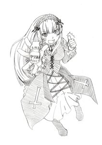 Rating: Safe Score: 0 Tags: 1girl dress full_body greyscale hairband image lolita_hairband long_hair long_sleeves looking_at_viewer monochrome open_mouth smile solo stuffed_animal suigintou User: admin