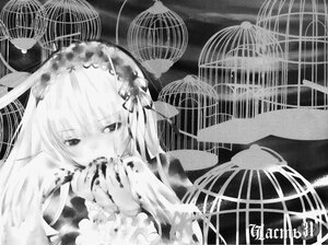 Rating: Safe Score: 0 Tags: 1girl birdcage cage flower greyscale image long_hair looking_at_viewer monochrome ribbon solo suigintou User: admin