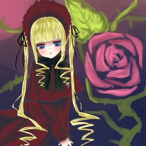 Rating: Safe Score: 0 Tags: 1girl blonde_hair blue_eyes blush bonnet bowtie dress flower image long_hair long_sleeves looking_at_viewer pink_rose red_dress rose shinku solo twintails very_long_hair User: admin