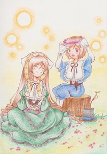 Rating: Safe Score: 0 Tags: 2girls closed_eyes dress head_scarf image long_hair multiple_girls open_mouth pair pink_hair short_hair siblings sisters sitting smile souseiseki suiseiseki traditional_media watercolor_(medium) User: admin