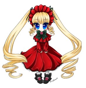 Rating: Safe Score: 0 Tags: 1girl blonde_hair blue_eyes bonnet bow chibi dress drill_hair flower full_body image long_hair long_sleeves looking_at_viewer pink_rose red_dress red_flower red_rose ringlets rose shinku shoes simple_background solo standing twin_drills twintails v_arms very_long_hair white_background User: admin