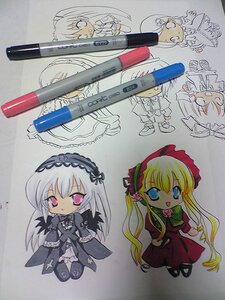 Rating: Safe Score: 0 Tags: blonde_hair chibi dress frills image long_hair long_sleeves looking_at_viewer multiple_girls pair photo shinku suigintou traditional_media twintails very_long_hair wings User: admin