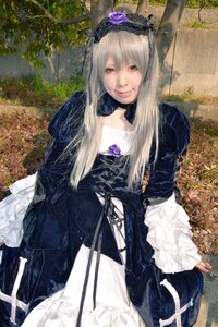 Rating: Safe Score: 0 Tags: 1girl black_dress dress flower frills gothic_lolita hairband lips long_hair long_sleeves looking_at_viewer red_eyes rose smile solo suigintou traditional_media User: admin