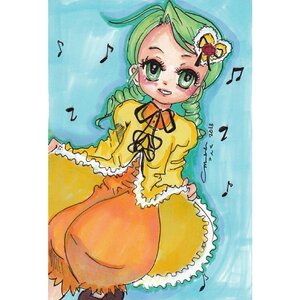 Rating: Safe Score: 0 Tags: 1girl ? bass_clef beamed_eighth_notes beamed_sixteenth_notes dancing dress drill_hair eighth_note flower green_eyes green_hair guitar hair_ornament image instrument kanaria long_sleeves music musical_note quarter_note ribbon sheet_music singing sixteenth_note smile solo spoken_musical_note staff_(music) traditional_media treble_clef twin_drills User: admin