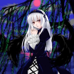 Rating: Safe Score: 0 Tags: 1girl black_ribbon black_wings dress frills hairband image long_hair long_sleeves looking_at_viewer moon night outdoors red_eyes silver_hair solo suigintou tree very_long_hair wings User: admin