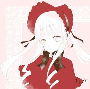 Rating: Safe Score: 0 Tags: 1girl bangs blush bonnet bow bowtie flower hairband image lolita_fashion long_hair looking_at_viewer ribbon rose shinku sidelocks solo striped twintails upper_body User: admin