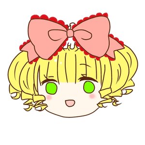Rating: Safe Score: 0 Tags: 1girl blonde_hair blunt_bangs bow chibi eyebrows_visible_through_hair green_eyes hair_bow hina_ichigo hinaichigo image looking_at_viewer open_mouth pink_bow simple_background smile solo striped white_background User: admin