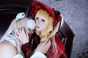 Rating: Safe Score: 0 Tags: 1girl blonde_hair blue_eyes bonnet drill_hair flower lips long_hair multiple_cosplay realistic red_flower red_rose rose shinku tagme User: admin