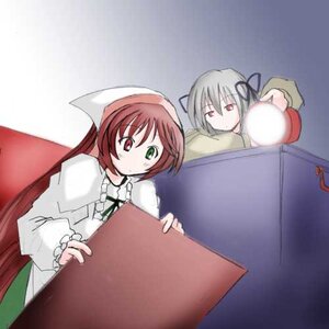 Rating: Safe Score: 0 Tags: 2girls brown_hair dress green_dress green_eyes heterochromia image in_box in_container long_hair long_sleeves multiple_girls pair red_eyes ribbon siblings sisters souseiseki suigintou suiseiseki very_long_hair User: admin