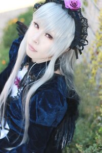 Rating: Safe Score: 0 Tags: 1girl blurry blurry_background blurry_foreground closed_mouth depth_of_field dress flower frills gothic_lolita hairband lips lolita_fashion long_hair long_sleeves looking_at_viewer red_eyes ribbon rose silver_hair solo suigintou User: admin