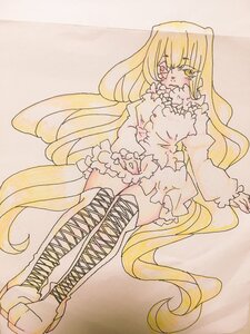 Rating: Safe Score: 0 Tags: 1girl blonde_hair boots cross-laced_footwear dress flower frills image kirakishou long_hair long_sleeves sitting solo thighhighs traditional_media very_long_hair User: admin