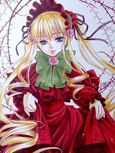 Rating: Safe Score: 0 Tags: 1girl blonde_hair blue_eyes bonnet bow bowtie dress drill_hair flower green_bow green_neckwear hair_ribbon image long_hair long_sleeves looking_at_viewer pink_rose red_capelet red_dress ribbon rose shinku sidelocks signature solo teacup twin_drills twintails very_long_hair User: admin