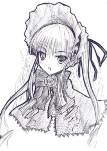 Rating: Safe Score: 0 Tags: 1girl blush bonnet bowtie capelet flower image long_hair looking_at_viewer monochrome open_mouth ribbon rose shinku simple_background solo twintails upper_body very_long_hair white_background User: admin