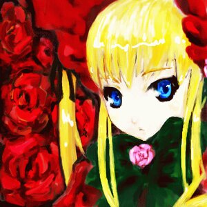 Rating: Safe Score: 0 Tags: 1girl blonde_hair blue_eyes bow flower image long_hair pink_rose red_flower red_rose rose shinku solo User: admin