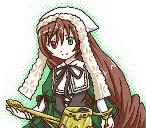 Rating: Safe Score: 0 Tags: 1girl brown_hair corset dress green_dress green_eyes halftone halftone_background head_scarf heterochromia image long_hair long_sleeves looking_at_viewer polka_dot polka_dot_background red_eyes ribbon solo suiseiseki upper_body very_long_hair watering_can User: admin