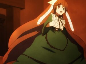 Rating: Safe Score: 0 Tags: 1girl :d brown_hair dress frills green_dress green_eyes heterochromia image long_hair long_sleeves looking_at_viewer open_mouth red_eyes smile solo suiseiseki twintails very_long_hair User: admin
