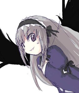 Rating: Safe Score: 0 Tags: 1girl black_wings dress hairband image juliet_sleeves long_hair long_sleeves looking_at_viewer puffy_sleeves simple_background smile solo suigintou upper_body white_background wings User: admin