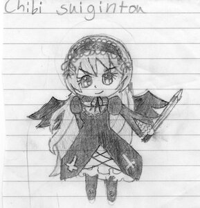 Rating: Safe Score: 0 Tags: 1girl chibi dress full_body greyscale image long_hair long_sleeves looking_at_viewer monochrome smile solo standing suigintou traditional_media wings User: admin