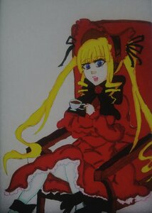Rating: Safe Score: 0 Tags: 1girl bangs blonde_hair blue_eyes bonnet bow cup dress frills holding holding_cup image long_hair long_sleeves looking_at_viewer open_mouth red_dress saucer shinku sitting solo teacup twintails very_long_hair User: admin