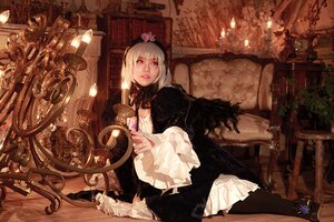 Rating: Safe Score: 0 Tags: 1girl blonde_hair chair dress flower gothic_lolita hairband indoors lips lolita_fashion long_hair sitting solo suigintou User: admin