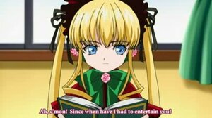 Rating: Safe Score: 0 Tags: 1girl bangs blonde_hair blue_eyes book bow bowtie flower green_bow image long_hair long_sleeves looking_at_viewer open_book pink_rose rose shinku sidelocks solo twintails User: admin