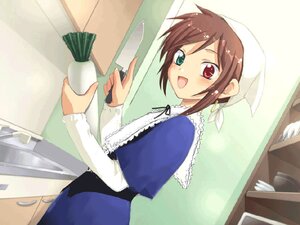 Rating: Safe Score: 0 Tags: 1girl :d blush brown_hair cooking dress head_scarf heterochromia holding image indoors kitchen long_sleeves looking_at_viewer open_mouth red_eyes ribbon smile solo souseiseki suiseiseki User: admin