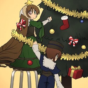 Rating: Safe Score: 0 Tags: bow box brown_hair candy_cane christmas christmas_ornaments christmas_tree dress gift gift_box green_eyes hat heterochromia holding_gift image long_sleeves multiple_girls pair pantyhose sack short_hair siblings sisters souseiseki star_(symbol) suiseiseki top_hat twins User: admin
