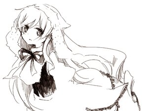 Rating: Safe Score: 0 Tags: 1girl auto_tagged dress image long_hair looking_at_viewer monochrome neck_ribbon ribbon simple_background solo suiseiseki upper_body white_background User: admin