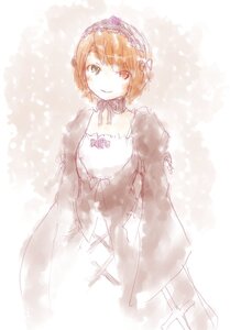 Rating: Safe Score: 0 Tags: 1girl bow brown_hair choker costume_switch dress image long_sleeves looking_at_viewer orange_hair pink_bow red_eyes short_hair sketch smile solo User: admin