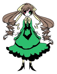 Rating: Safe Score: 0 Tags: 1girl brown_hair dress full_body green_dress green_eyes heterochromia image long_hair long_sleeves looking_at_viewer red_eyes simple_background solo standing suiseiseki twintails very_long_hair white_background User: admin