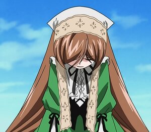 Rating: Safe Score: 0 Tags: 1girl blue_sky brown_hair closed_eyes day dress green_dress image long_hair long_sleeves outdoors ribbon sky solo suiseiseki very_long_hair User: admin