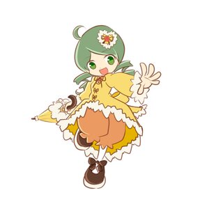 Rating: Safe Score: 0 Tags: 1girl :d ahoge bangs flower full_body green_eyes green_hair hair_flower hair_ornament image kanaria long_sleeves open_mouth puffy_pants shoes smile solo standing standing_on_one_leg striped umbrella white_background white_legwear yellow_dress User: admin