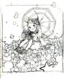 Rating: Safe Score: 0 Tags: 1girl bird blush dress flower greyscale holding_umbrella image kanaria long_sleeves looking_at_viewer monochrome open_mouth parasol smile solo star_(symbol) star_print starfish traditional_media umbrella User: admin